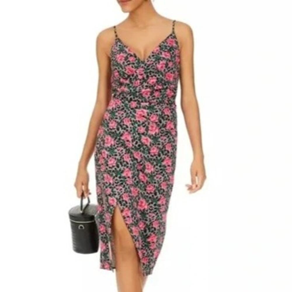 NEW Betsey Johnson Midi Dress Leopard Cheetah Print with Roses Size 4